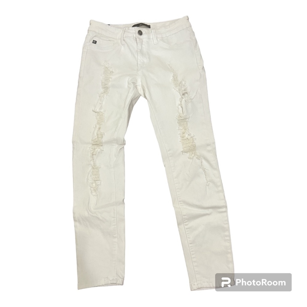 KanCan White Distressed Skinny Ankle Jeans Sz 9 Waist 28”